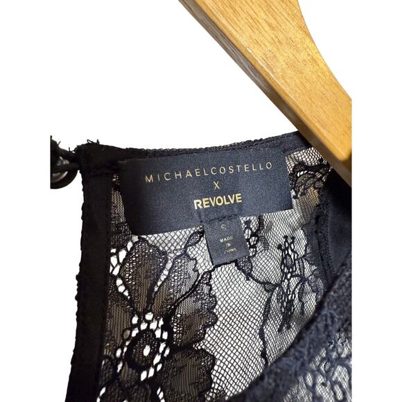 Michael Costello x Revolve Black Lace Top Sz. S - Picture 4 of 7